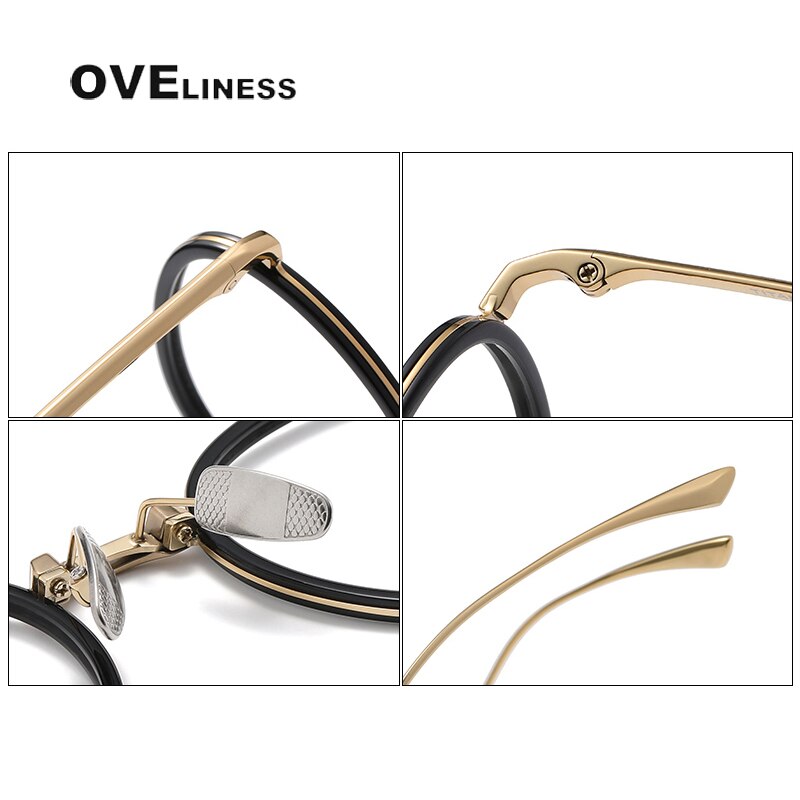 Oveliness Unisex Full Rim Round Acetate Titanium Eyeglasses 482249 Full Rim Oveliness   