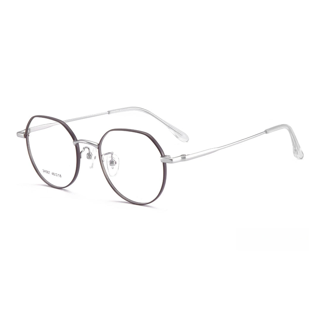 Yimaruili Unisex Full Rim Flat Top Polygon Alloy Eyeglasses Y34587 Full Rim Yimaruili Eyeglasses Coffee Silver  