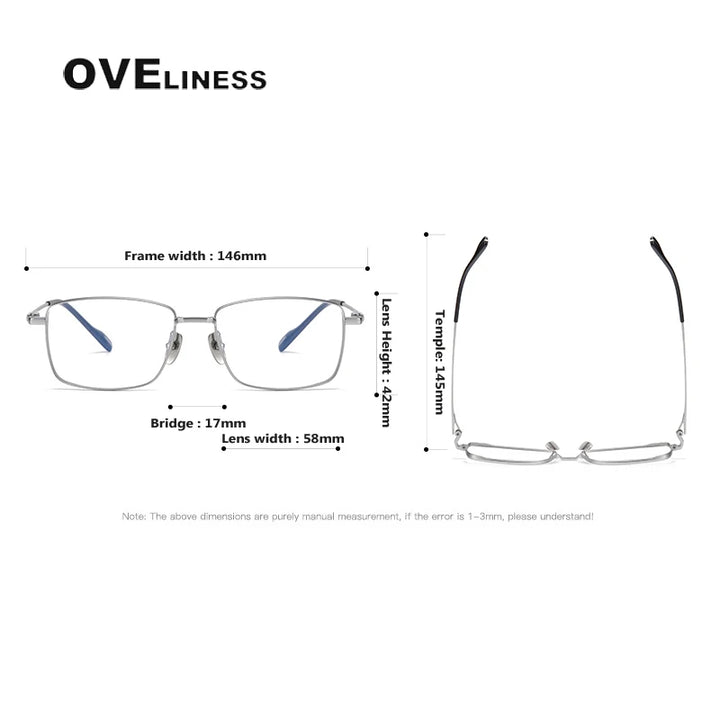 Oveliness Unisex Full Rim Rectangle Titanium Eyeglasses 81014 Full Rim Oveliness   