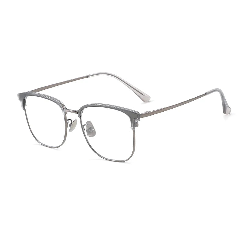 Gmei Unisex Full Rim Square Tr 90 Alloy Eyeglasses 8201 Full Rim Gmei Optical Grey  