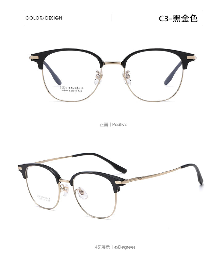 Bclear Unisex Full Rim Browline Titanium Eyeglasses SM-31807