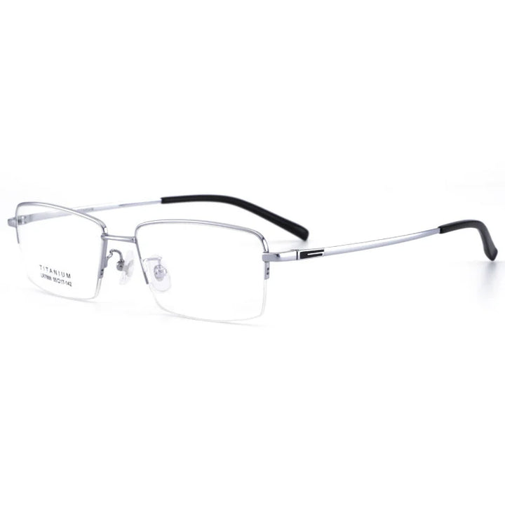 Brightzone Unisex Semi Rim Square Titanium Eyegasses 71457 Semi Rim Brightzone Silver