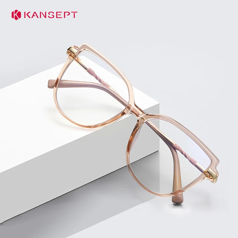 Kansept Women's Full Rim Square Tr 90 Titanium Reading Glasses 72210 Reading Glasses Kansept
