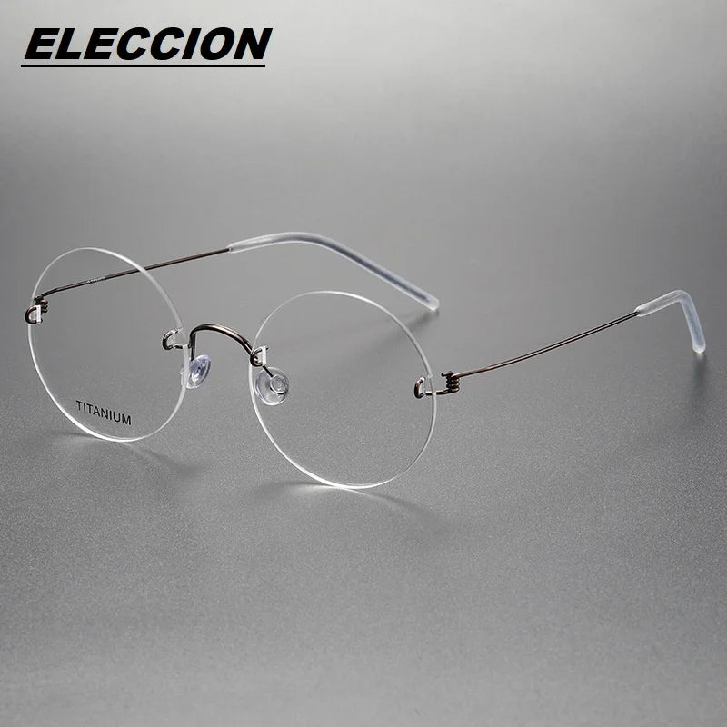 Eleccion Women's Rimless Round Screwless Titanium Eyeglasses 44356 Rimless Eleccion Bronze CHINA