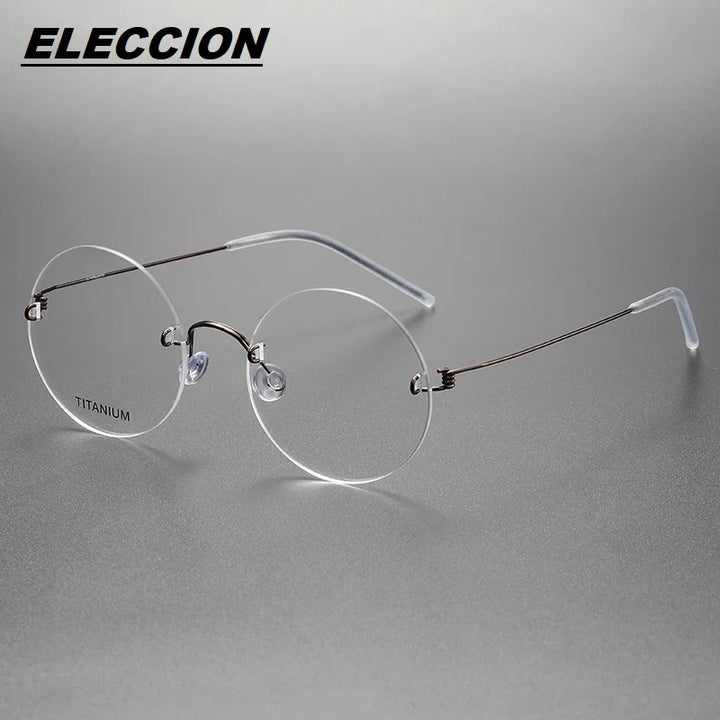 Eleccion Women's Rimless Round Screwless Titanium Eyeglasses 44356 Rimless Eleccion Bronze CHINA