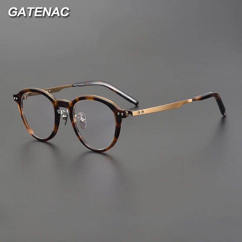 Gatenac Unisex Full Rim Titanium Acetate Eyeglasses Gxyj1194 Full Rim Gatenac   