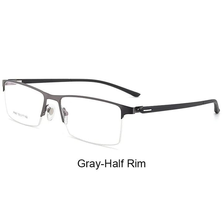 Hotony Men's Full Or Semi Rim Square Tr 90 Alloy Eyeglasses P9960 Full Rim Hotony GraySemiRim  