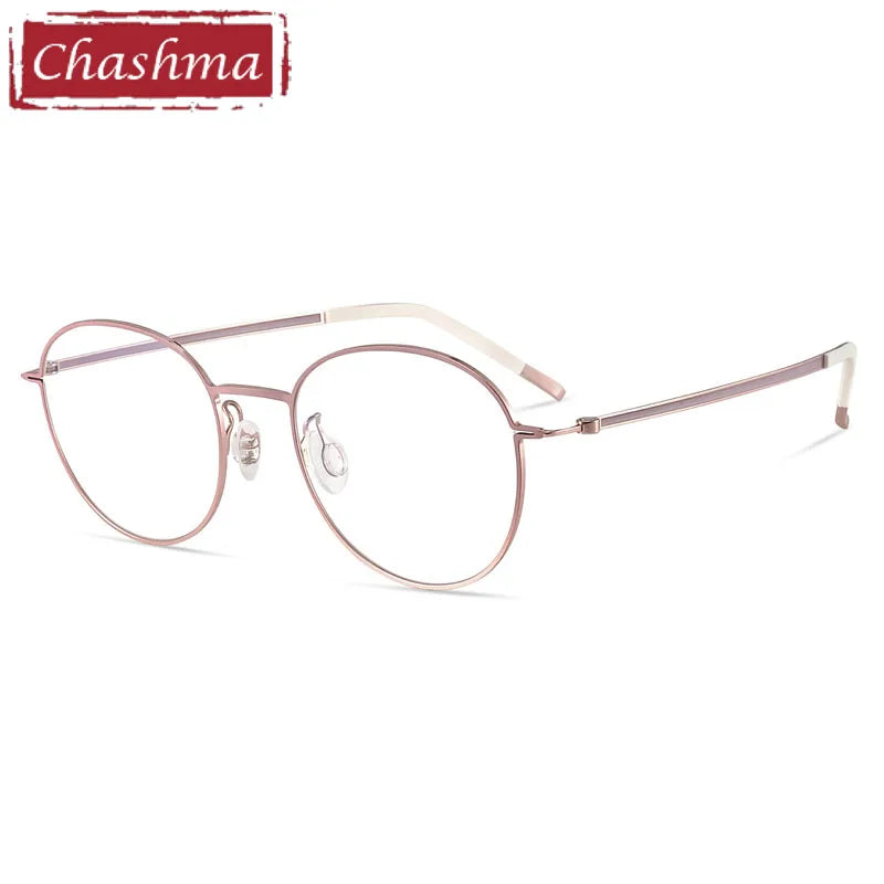 Chashma Ottica Women's Full Rim Round Titanium Eyeglasses 7240 Full Rim Chashma Ottica Rose Gold  