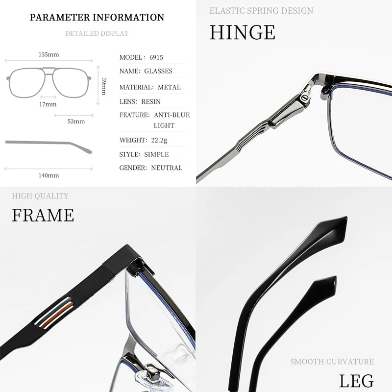 Kansept Women's Full Rim Brow Line Square Alloy Reading Glasses 6915 Reading Glasses Kansept