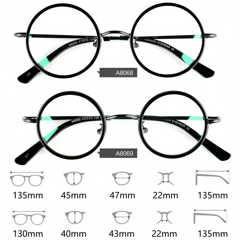 Yimaruili Unisex Full Rim Round Pure Titanium Eyeglasses A8068/A8069 — view 2 | Yimaruili at FuzWeb