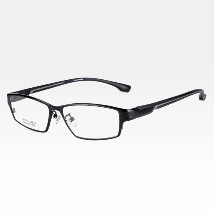 Brightzone Unisex Full Rim Square Titanium Alloy Eyeglasses 71374 Full Rim Brightzone Black-Gray