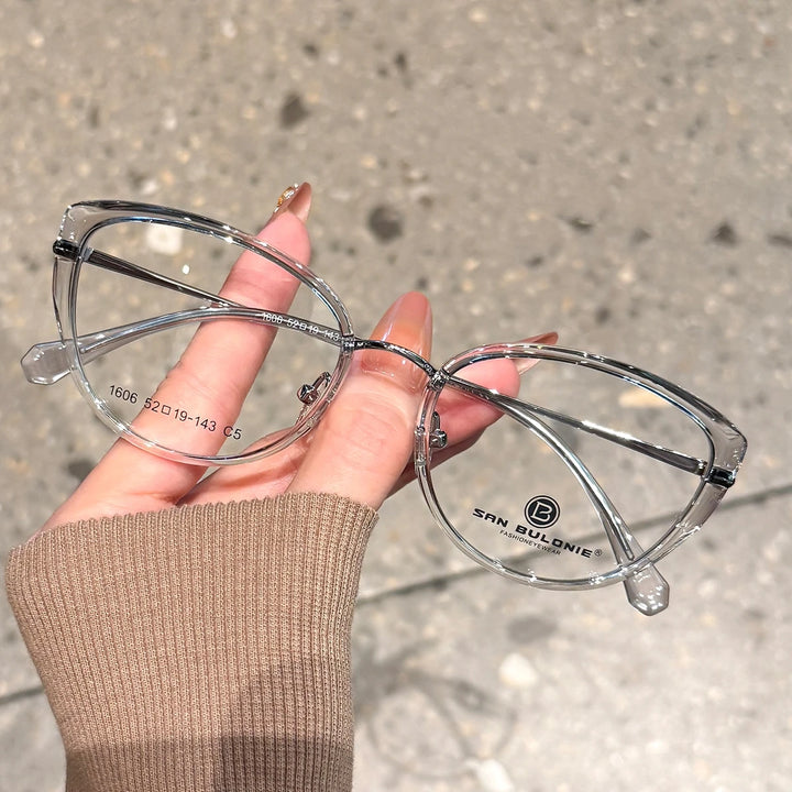 Yimaruili Women's Full Rim Round Cat Eye Tr 90 Alloy Eyeglasses 361606