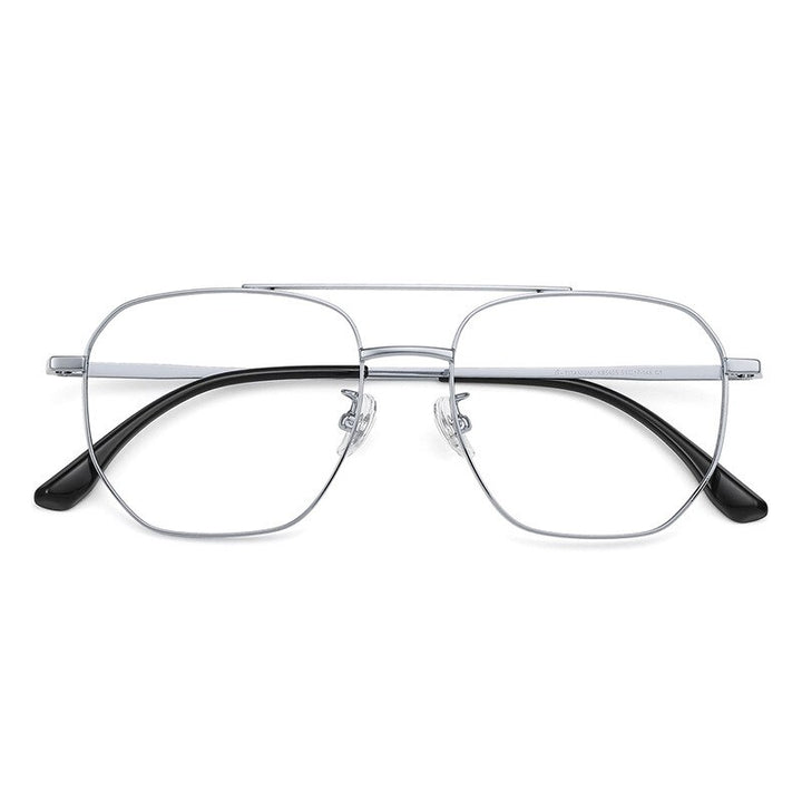 KatKani Unisex Full Rim Square Oval Double Bridge Titanium Eyeglasses 85405 Full Rim KatKani Eyeglasses   