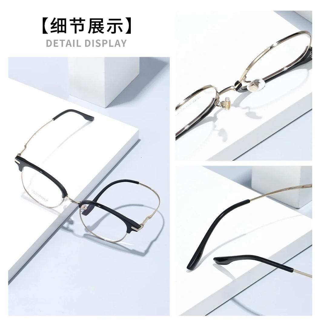 Bclear Unisex Full Rim Browline Titanium Eyeglasses SM-31807