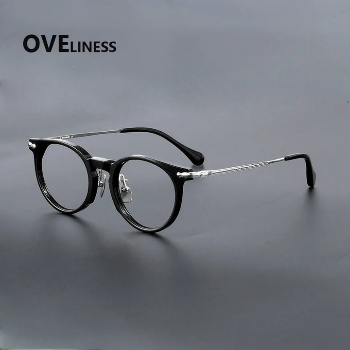 Oveliness Unisex Full Rim Round Titanium Acetate Eyeglasses 926025