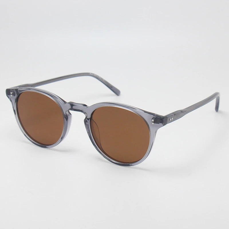 Black Mask Unisex Full Rim Round Acetate Polarized Sunglasses BM-5183S