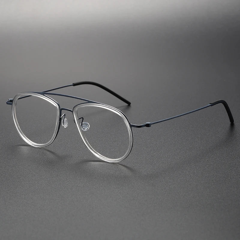 Muzz Unisex Full Rim Oval Double Bridge Titanium Acetate Eyeglasses 45507
