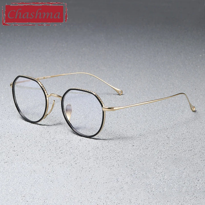 Chashma Ottica Women's Full Rim Flat Top Round Titanium Acetate Eyeglasses 417310