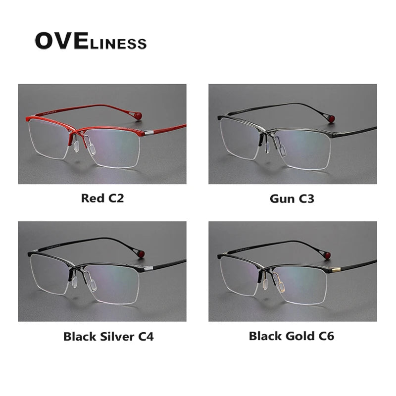 Oveliness Unisex Semi Rim Square Titanium Eyeglasses 9222 Semi Rim Oveliness   