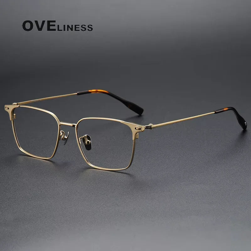 Oveliness Women's Full Rim Square Titanium Eyeglasses 81004 Full Rim Oveliness gold