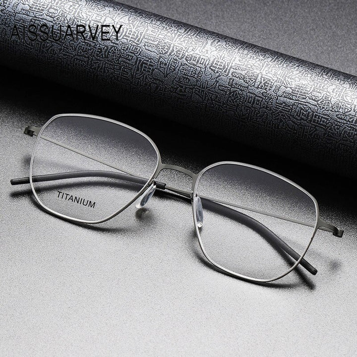 Aissuarvey Men's Full Rim Square Titanium Eyeglasses 544521 Full Rim Aissuarvey Eyeglasses   