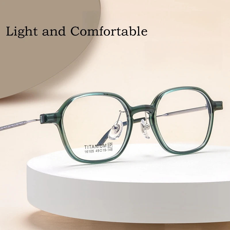 Yimaruili Unisex Full Rim Polygon Tr 90 Titanium Eyeglasses  Y16105 Full Rim Yimaruili Eyeglasses   