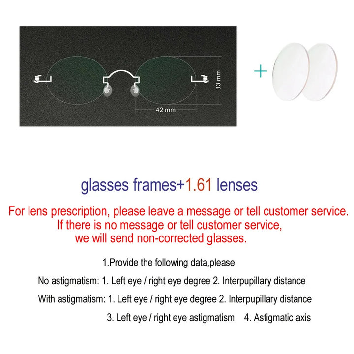 Yujo Unisex Rimless Oval Stainless Steel Custom Eyeglasses Y4233 Rimless Yujo C1 CHINA 