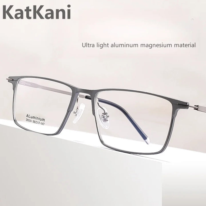 KatKani Men's Full Rim Square  Aluminum Magnesium Eyeglasses 28534 Full Rim KatKani Eyeglasses   