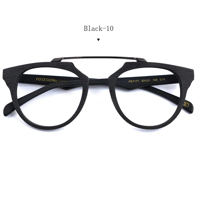 Hdcrafter Mens Full Rim Round Double Bridge Titanium Acetate Frames 036100 — view 3 | Hdcrafter Eyeglasses at FuzWeb