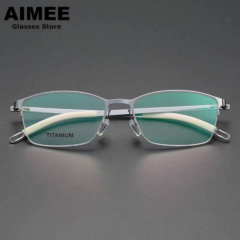 Aimee Unisex Semi Rim Square Screwless Titanium Eyeglasses 25119 Semi Rim Aimee   