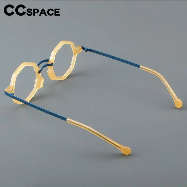 CCSpace Women's Full Rim Polygon Acetate Alloy Eyeglasses 57149 Full Rim CCspace   