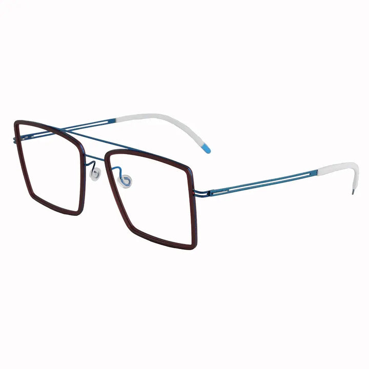 Bobbie 476962 Men’s Screwless Acetate Full Rim Square Titanium Frames — view 1 | Bobbie at FuzWeb