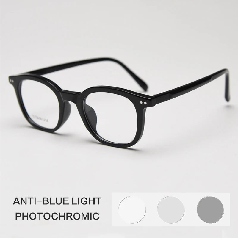 Gatenac Unisex Full Rim Square Tr 90 Titanium Photochromic Reading Glasses 98598