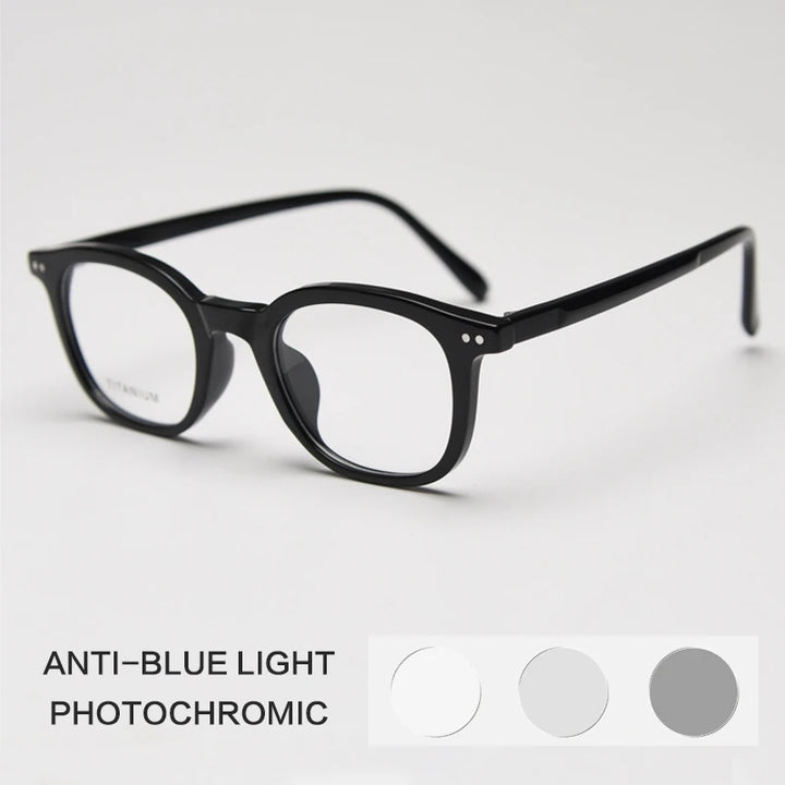 Gatenac Unisex Full Rim Square Tr 90 Titanium Photochromic Reading Glasses 98598