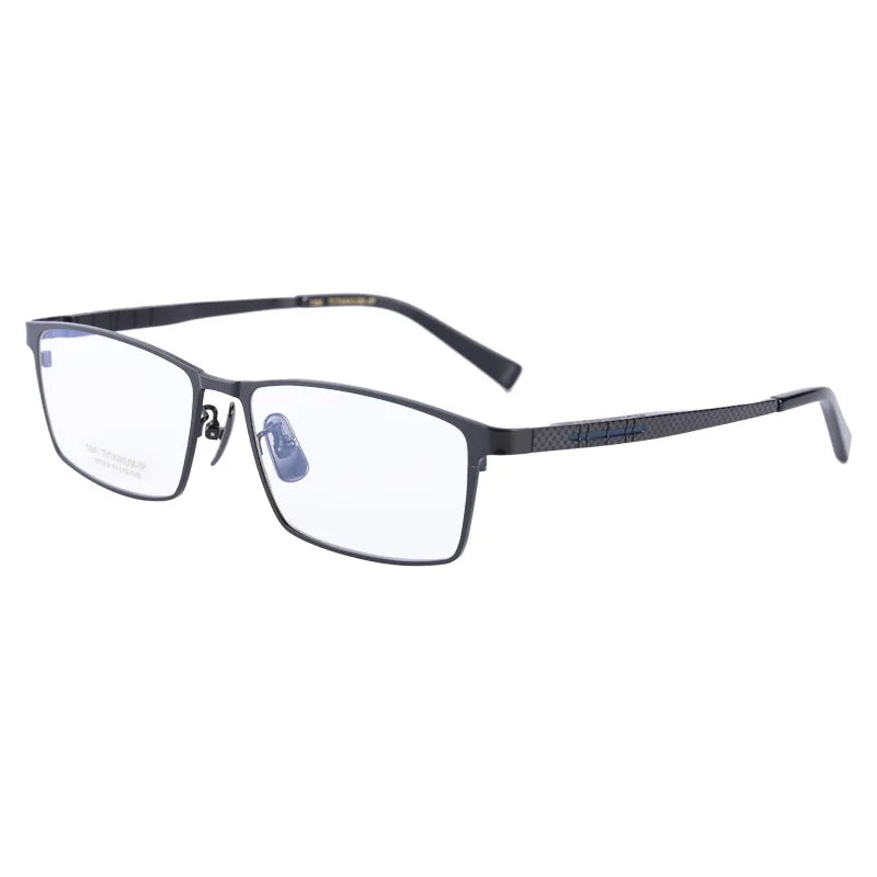 Aimee Men's Full Rim Square Titanium Eyeglasses 91074 Full Rim Aimee Black  