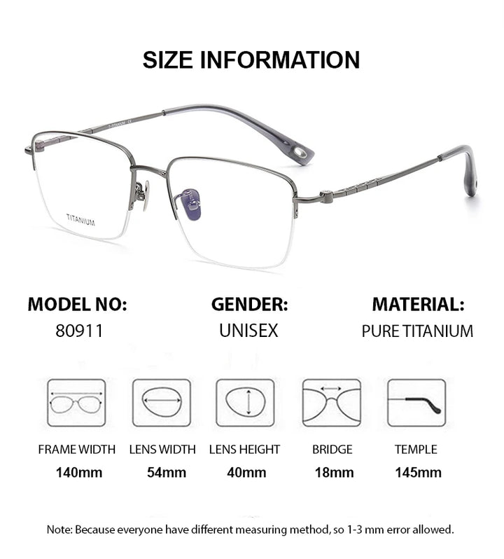 Summer Flower Unisex Semi Rim Polygon Square Titanium Eyeglasses 880911 Semi Rim Summer Flower