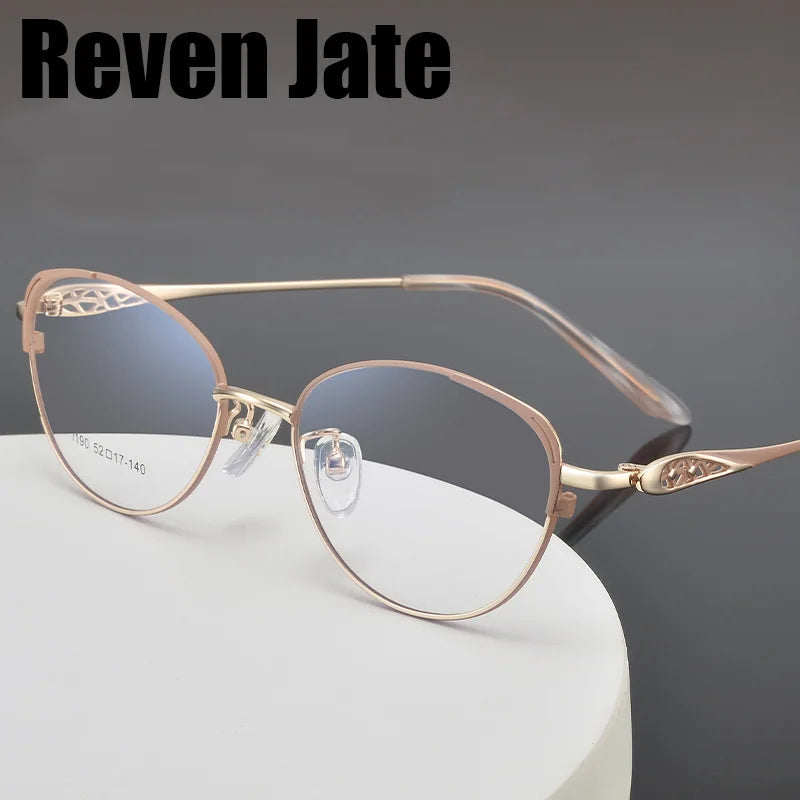 Reven Jate Women's Full Rim Oval Cat Eye Titanium Eyeglasses 661190