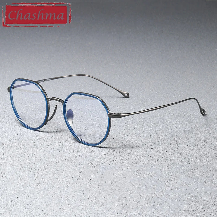 Chashma Ottica Women's Full Rim Flat Top Round Titanium Acetate Eyeglasses 417310