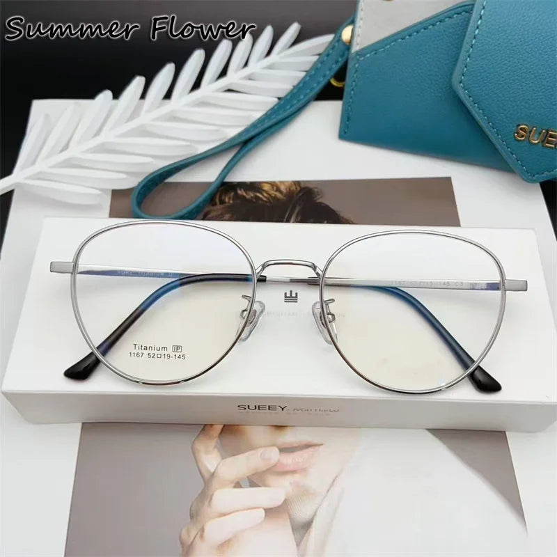 Summer Flower Unisex Full Rim Oval Titanium Eyeglasses 11674