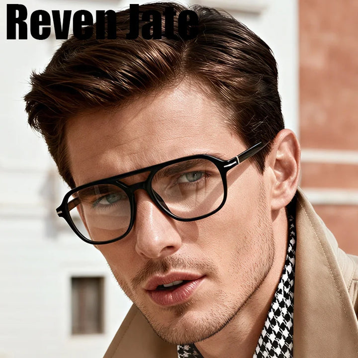 Reven Jate Unisex Full Rim Square Acetate Prescription Eyeglasses 32203
