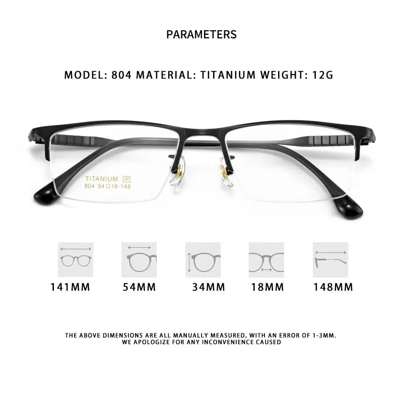 Hdcrafter Unisex Semi Rimless Square Titanium Frames 804100 FuzWeb
