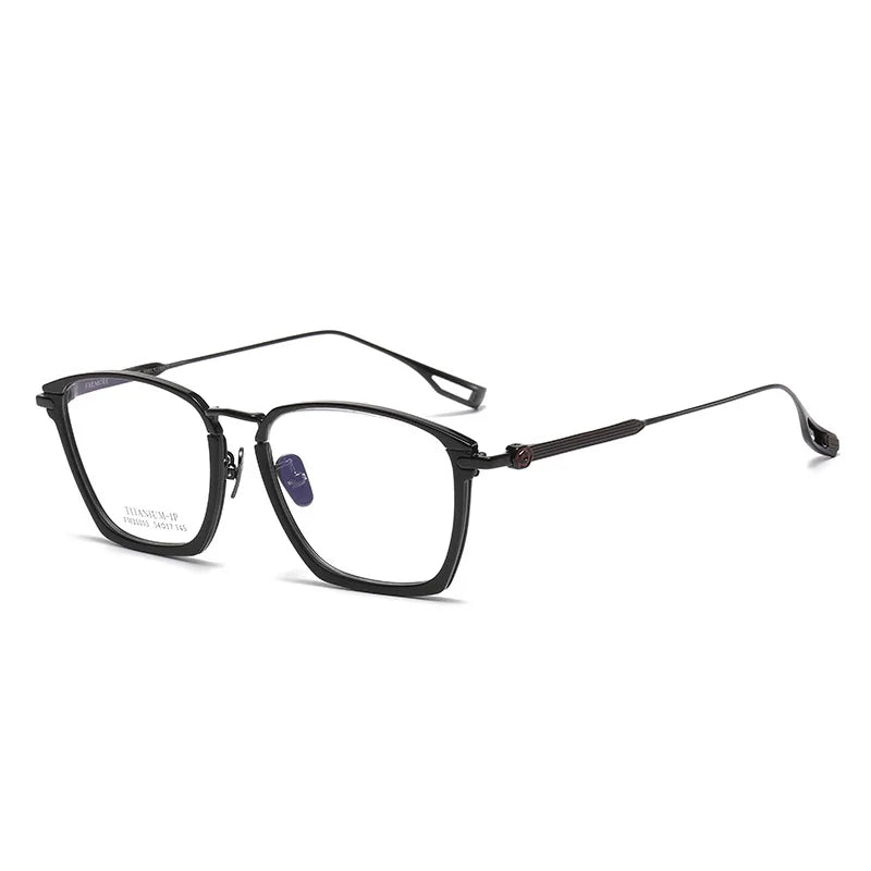 Aimee Unisex Full Rim Square Titanium Acetate Eyeglasses 21015 Full Rim Aimee Black  