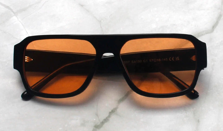 Esnbie Unisex Full Rim Flat Top Polygon Acetate Sunglasses 241501