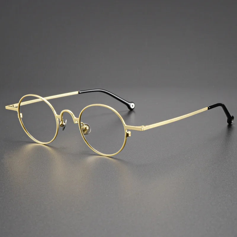 Kocolior Unisex Full Rim Small Round Titanium Hyperopic Reading Glasses K080 Reading Glasses Kocolior Gold 0 