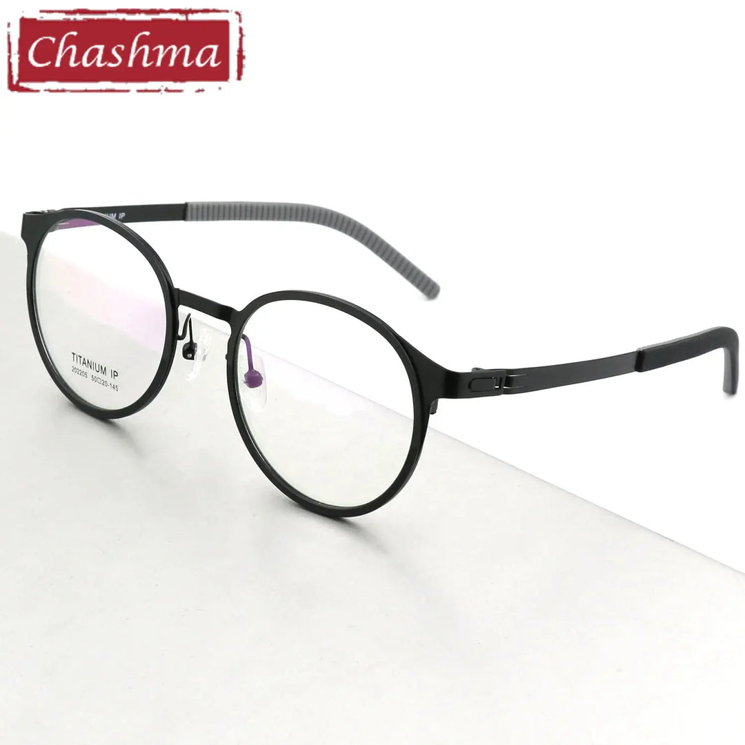 Chashma Ottica Unisex Full Rim Round Titanium Sport Eyeglasses 202205 FuzWeb
