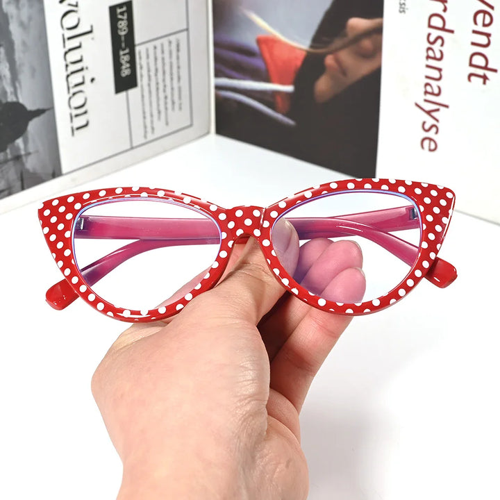 Cubojue Women's Full Rim Oval Cat Eye Tr 90 Reading Glasses 50130