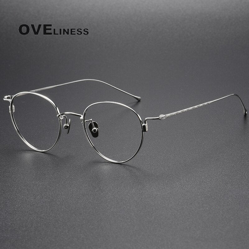 Oveliness Unisex Full Rim Round Titanium Eyeglasses 164 Full Rim Oveliness silver  