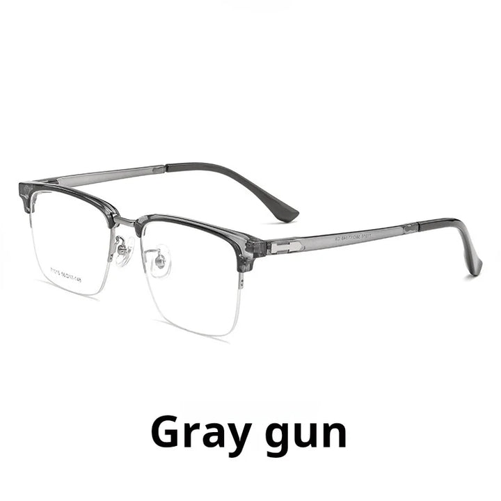 Momoja Men's Semi Rim Square Tr 90 Titanium Alloy Eyeglasses 71016