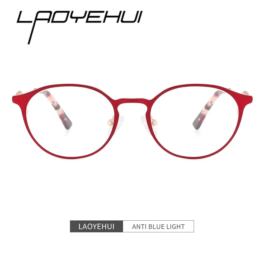 Laoyehui Women's Full Rim Round Alloy Acetate Reading Glasses L8972 Reading Glasses Laoyehui   