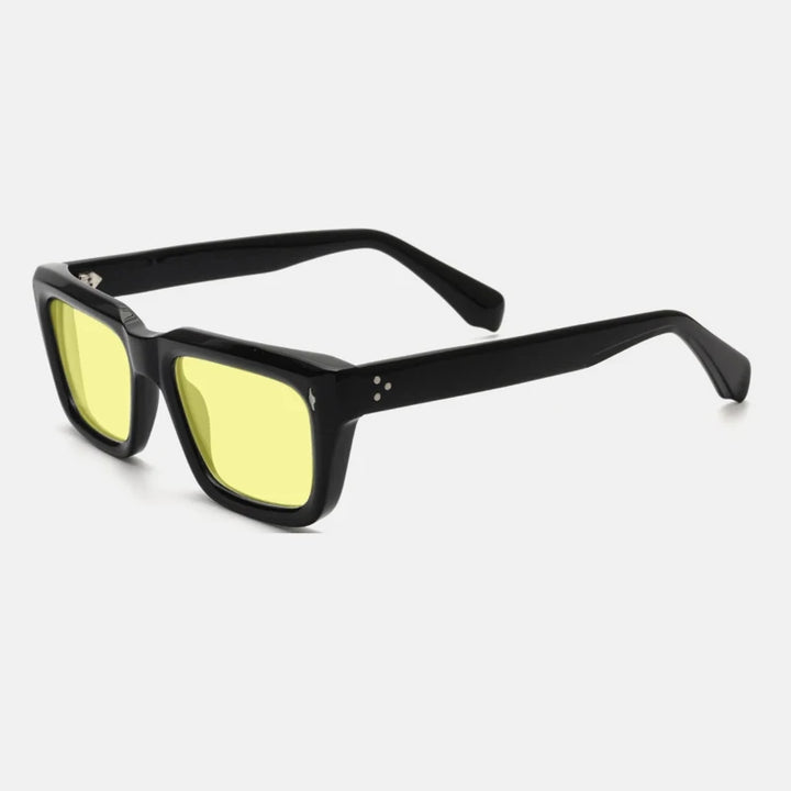 Gatenac Unisex Full Rim Square Polarized Acetate Sunglasses Mo13 Sunglasses Gatenac Black Yellow  